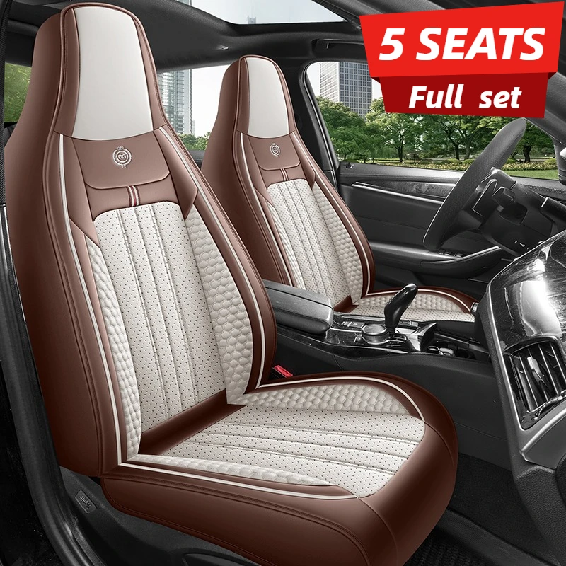 Leather Car Seat Covers Full Set Universal - Luxury 3D Full Car Seat Cover