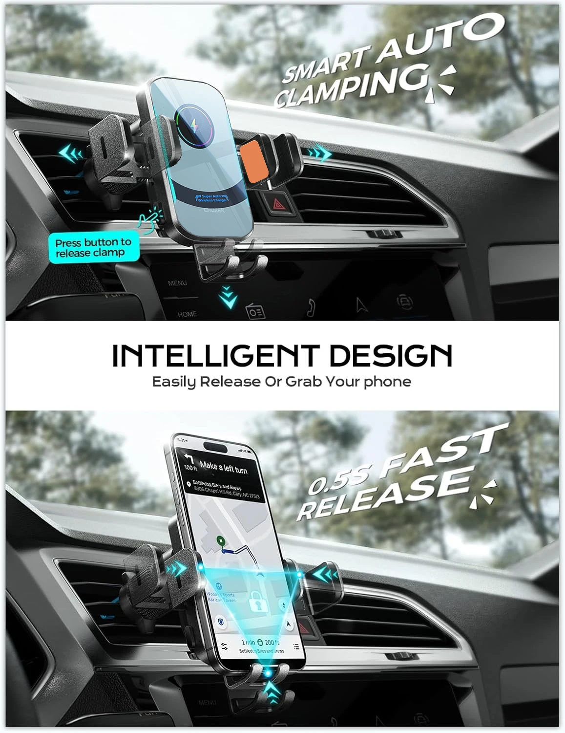 UYUXIO Wireless Car Charger Su - Magnetic Phone Holder For Car Vent review and price