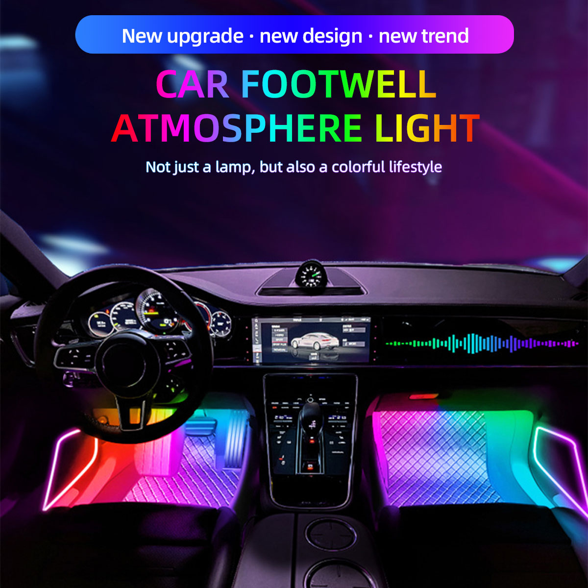 2/4in1 12/18 LED RGB Rainbow A - Led Ambient Interior Car Lights App Control review and price