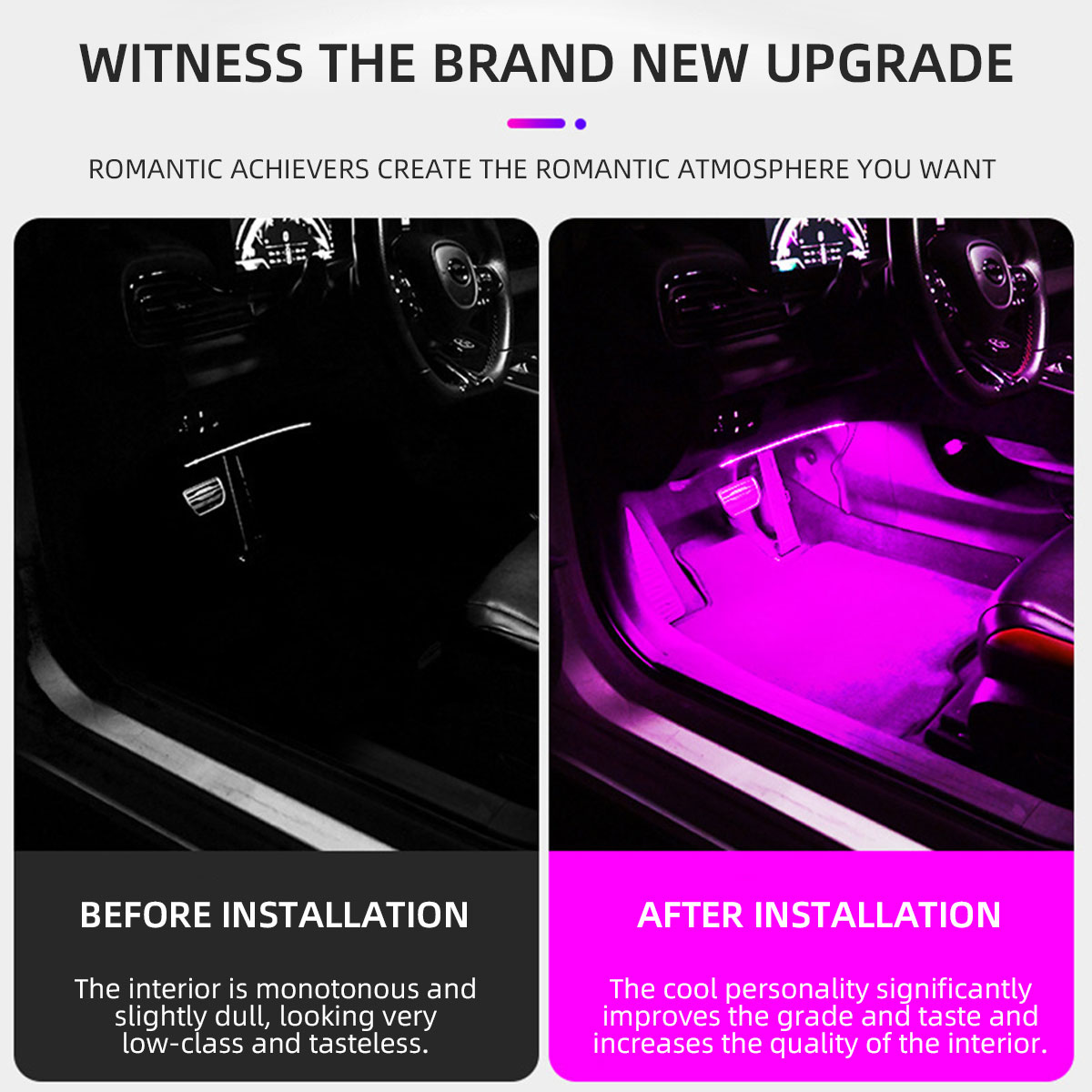 2/4in1 12/18 LED RGB Rainbow A - Led Ambient Interior Car Lights App Control review and price