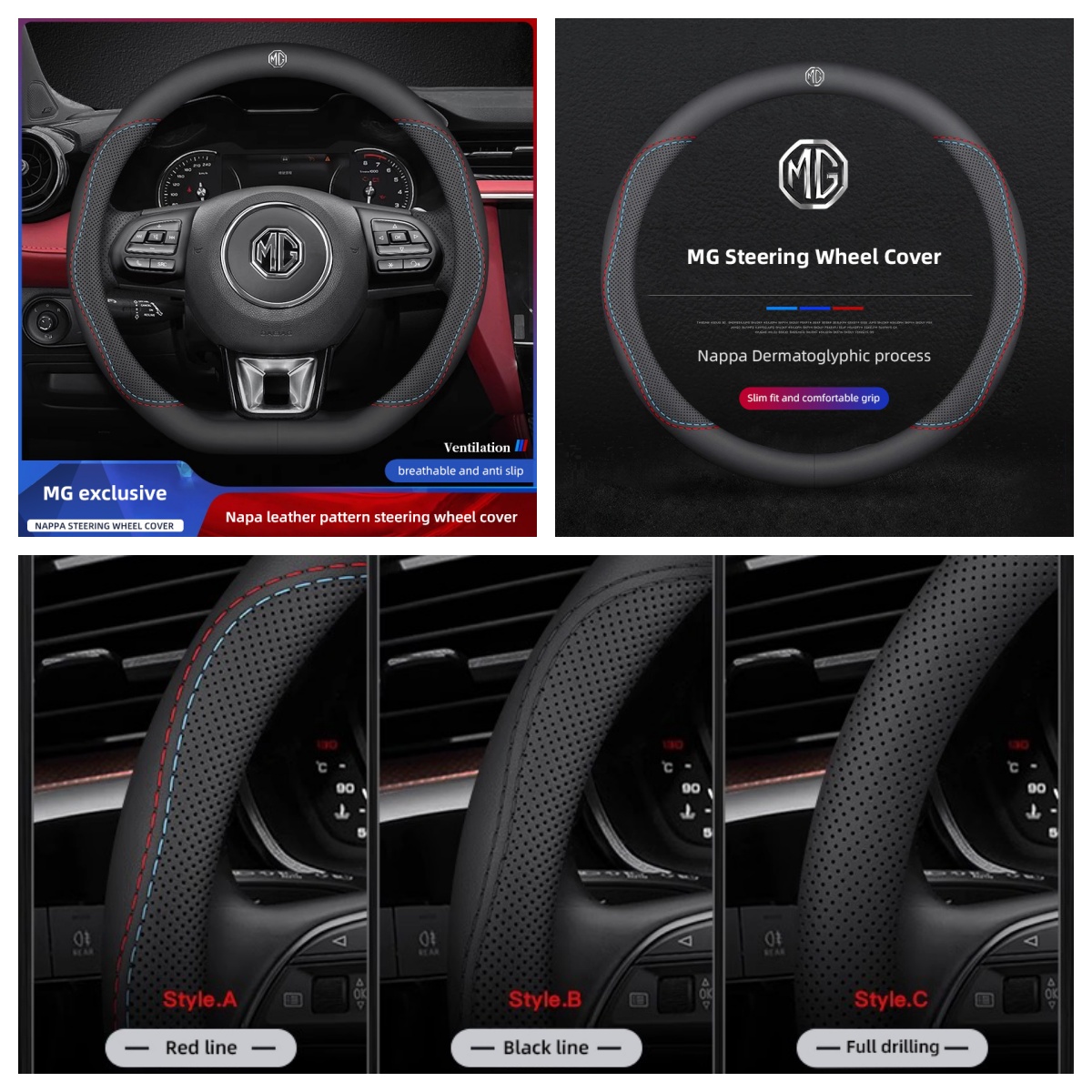 1Pcs Napa Leather Car Steering - Car Steering Wheel Cover Anti Slip Breathable review and price